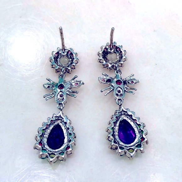 Aquamarine Peridot Amethyst Garnet Topaz 14KGP Earrings - Picture 4 of 6